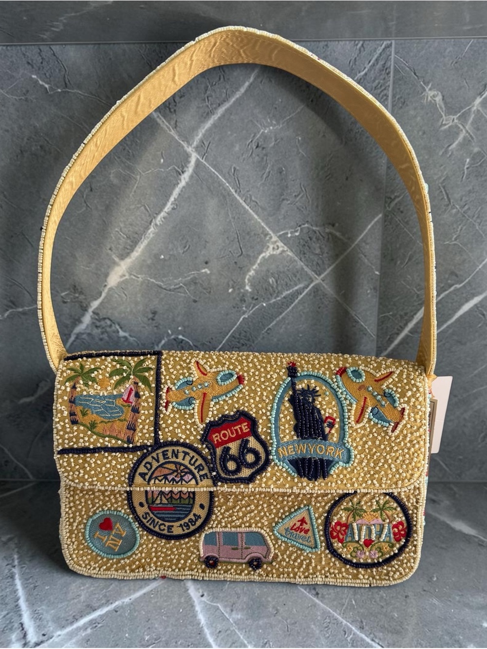 Travel Beaded Handbag Made In India Adventure, Route 66, New York